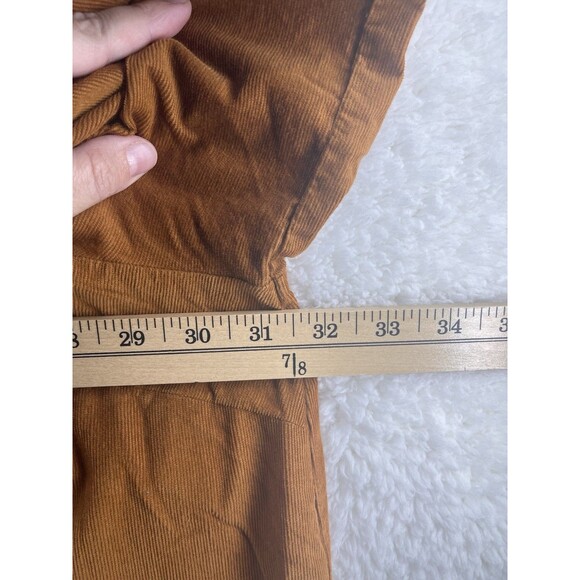 Women's 4X Blouse Corduroy Golden Brown V-Neck Long Sleeve Lightweight Comfort - Picture 7 of 8